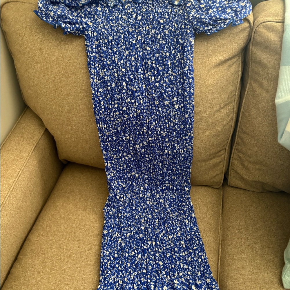 Blue Floral Midi Dress